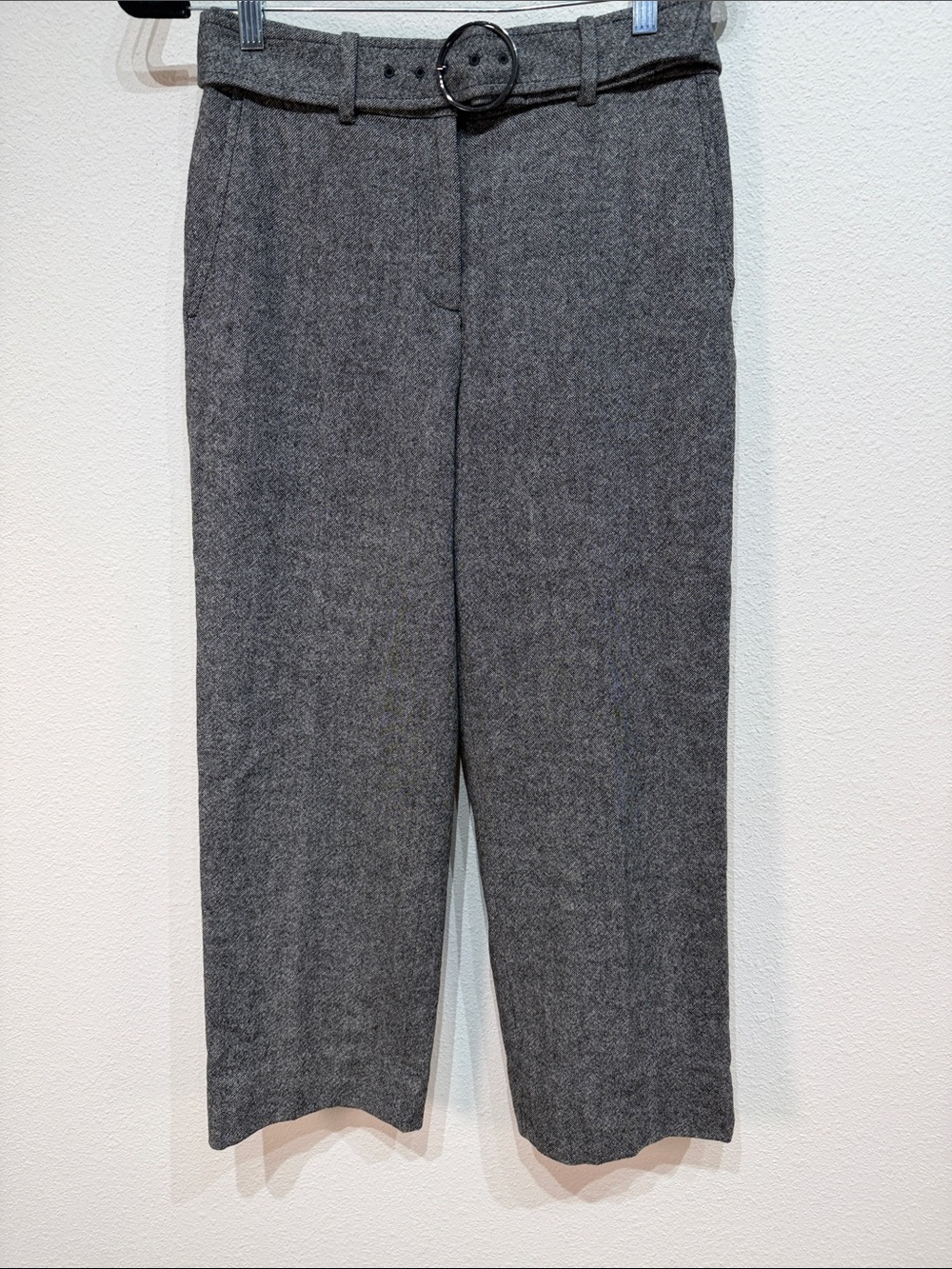 Club Monaco Gray Wool Blend Belted Cropped Trousers Pants Size 2 - Picture 2 of 10